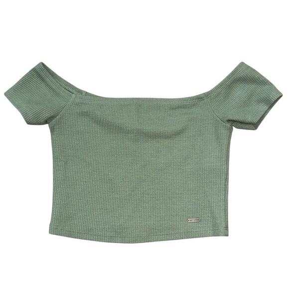 Hollister Olive Green Crop Top Women’s XS Preppy Casual Soft Girl Light Academia - Picture 3 of 9